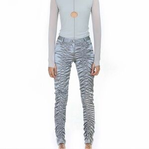 RUVE Ruched Satin Galaxy Blue Pants Size M BRAND NEW WITH TAGS